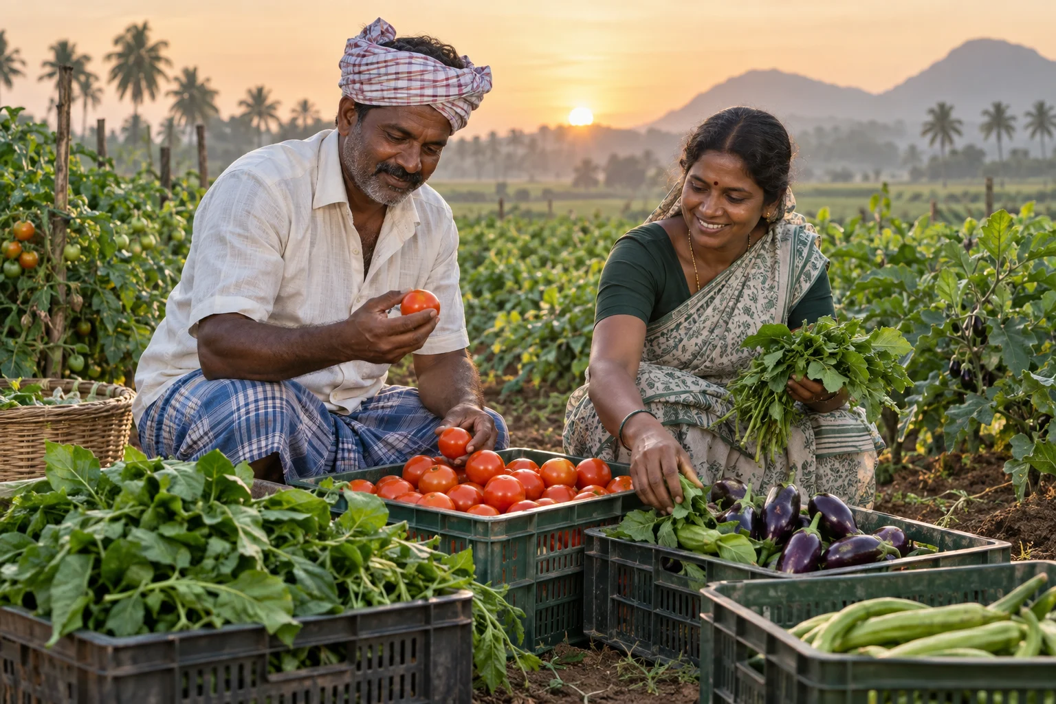 Illustrative fruit & vegetables story scene, not actual MVF suppliers or customers